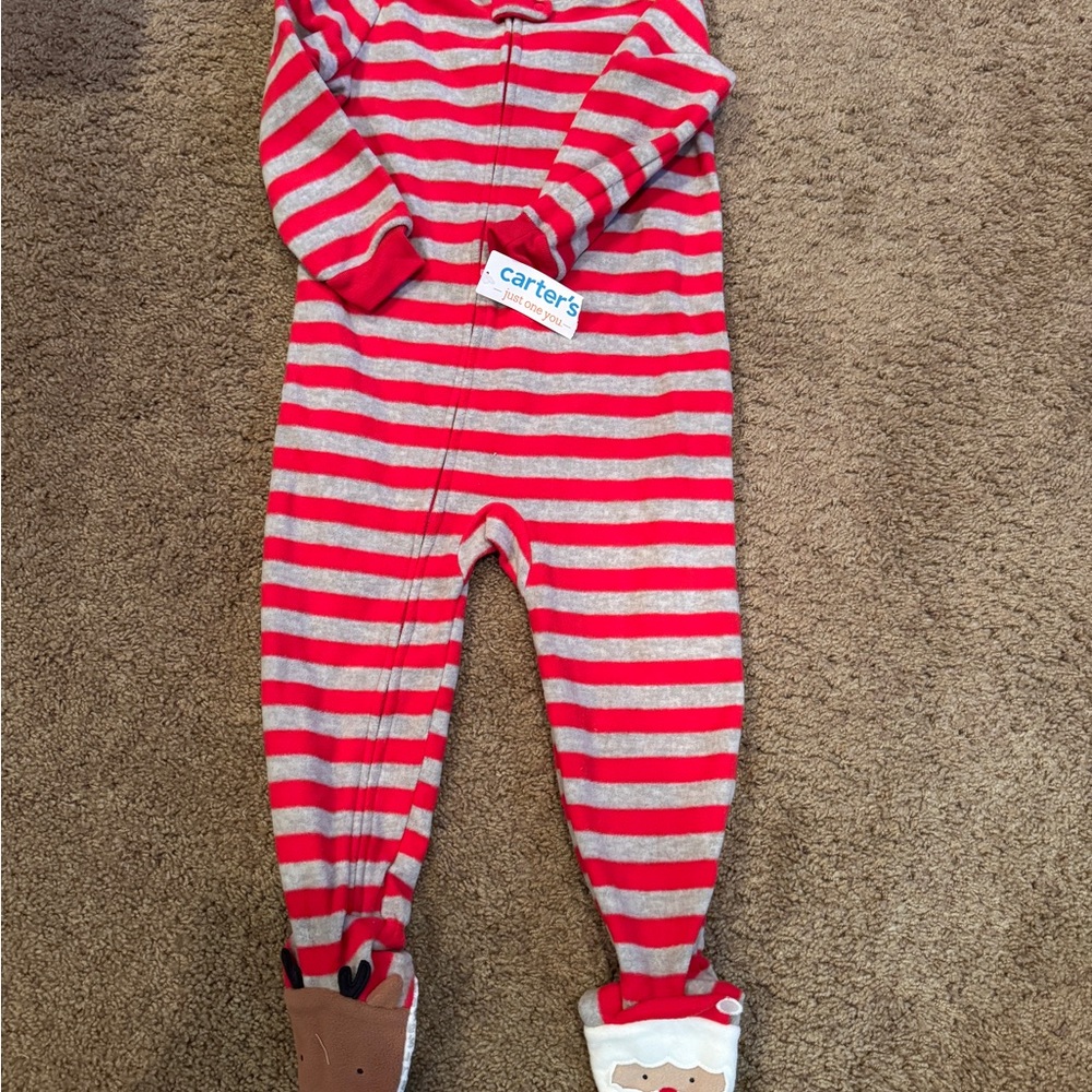 Carter's Striped Footie Pajama with Santa Feet